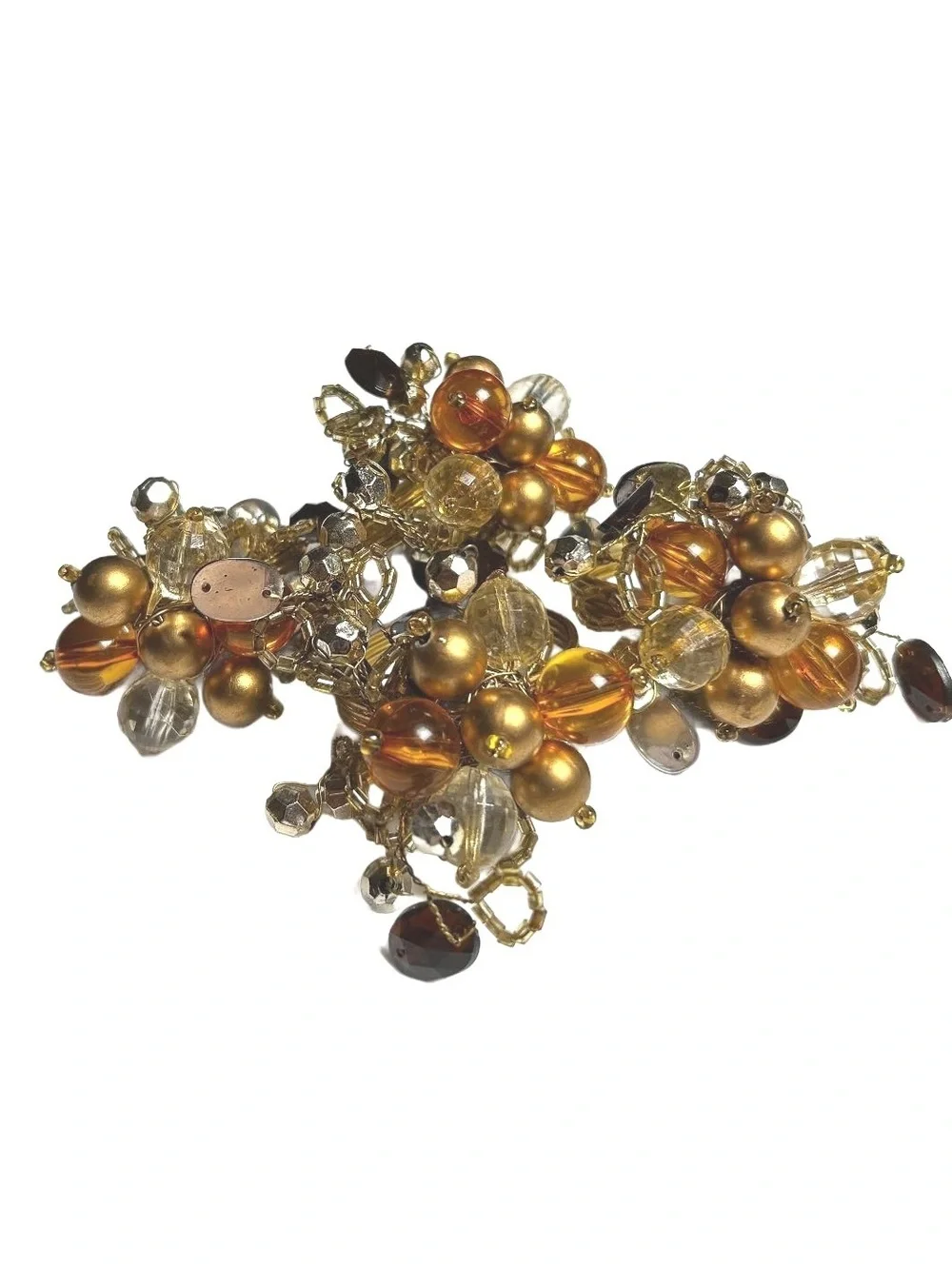 Vintage Cluster Bead Gold Tone Napkin Rings Set of Four